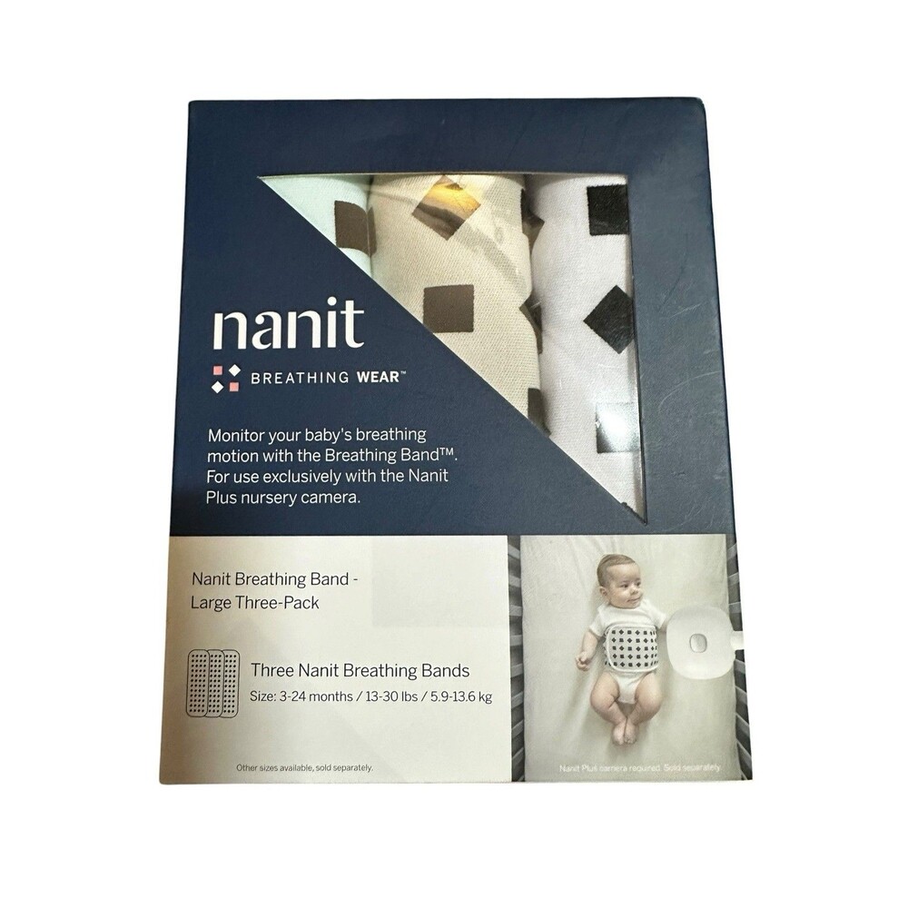 Nanit Breathing Band Breathing Wear  3-24 Months Size Large 13-30 LBS Three Pack